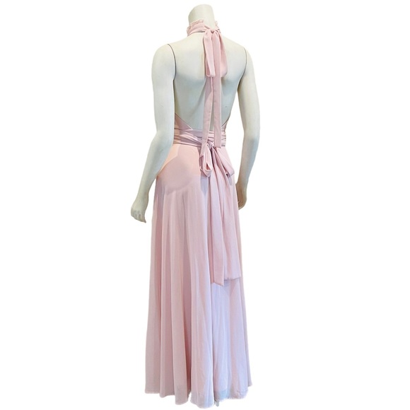 Lulu’s First Comes Love Pink Chiffon Halter Maxi Dress - Picture 6 of 13